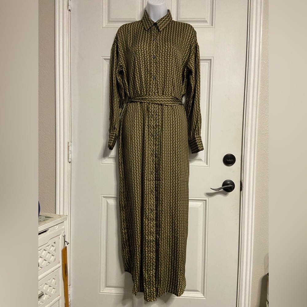 Banana Republic Olive and Gold Maxi Dress
